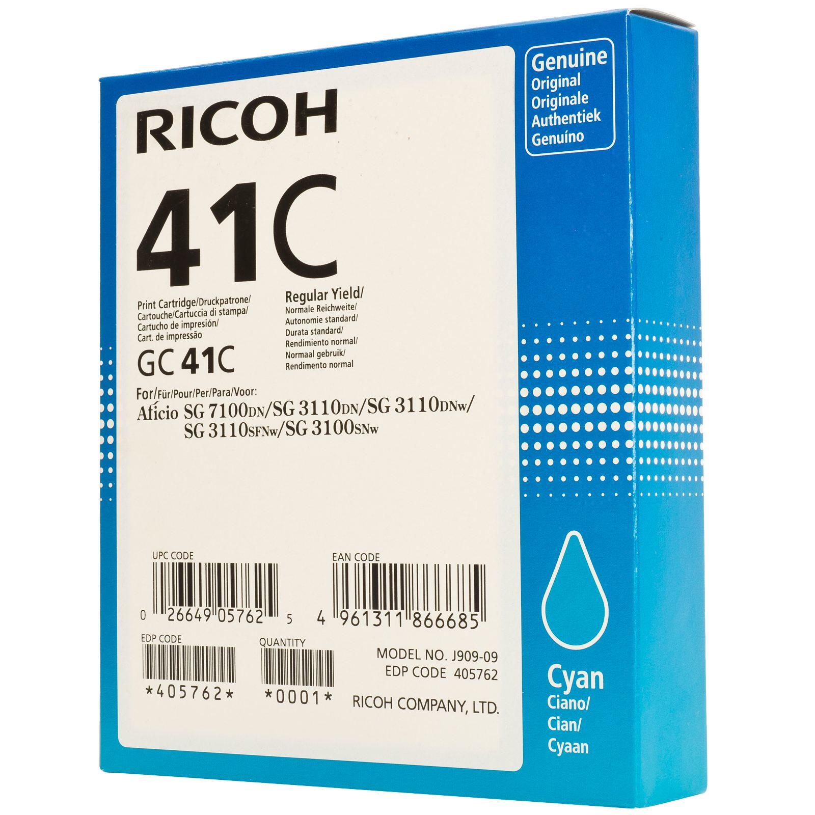 Ricoh Original Type GC 41C Druckerpatrone - cyan (405762) Ricoh Original Type GC 41C Druckerpatrone - cyan (405762)